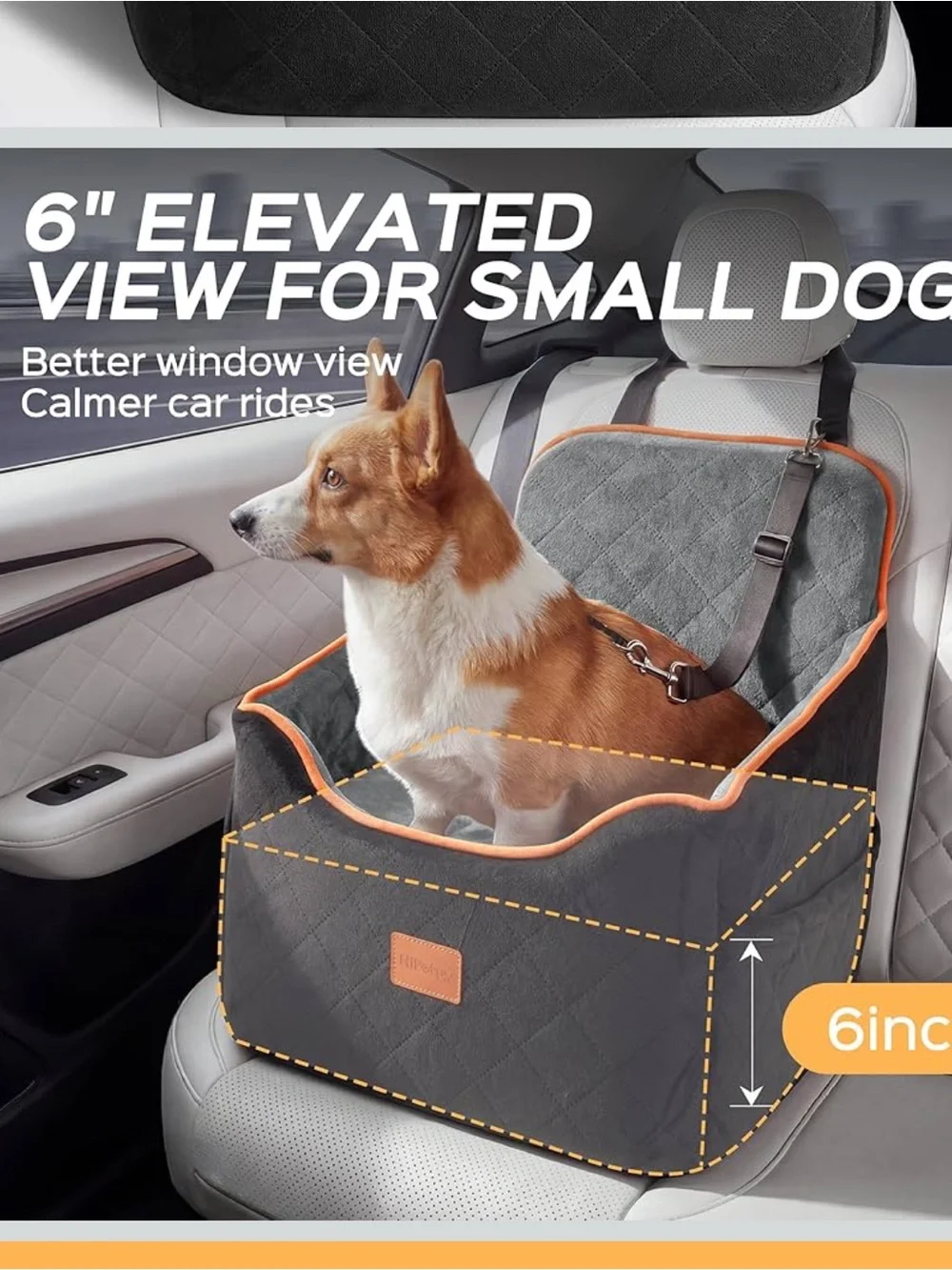 HiPetpy Dog Car Seat/Booster for Dogs up to 30lb, 6